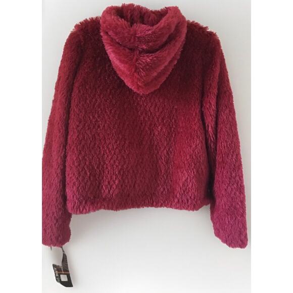 New with Tags! Alpine Studio Red  Faux Fur Quilted Hooded Full Zip Jacket  S - Picture 2 of 4